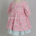 Boutique girls pink green cotton floral dress